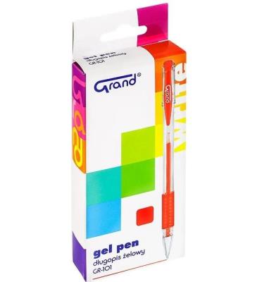 Długopis żelowy GR-101 czerwony (12szt). Wydawca: Grand. SmakLiter.pl Opakowanie Długopis żelowy GR-101 czerwony (12szt)