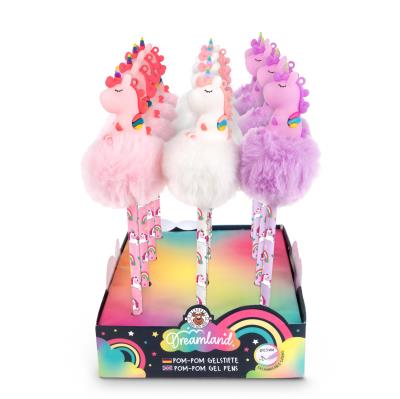 Opakowanie Długopis żelowy z pomponem i nakładką jednorożca Dreamland 1 szt.mix