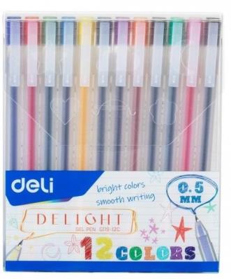 Opakowanie Długopis żelowy ze skuwką 0.5mm 12 kolorów DELI
