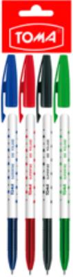 Długopisy Superfine 4 kolory. Wydawca: TOMA. SmakLiter.pl Opakowanie Długopisy Superfine 4 kolory