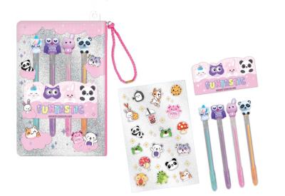 Opakowanie Długopisy żelowe z naklejkami w saszetce Zwierzątka