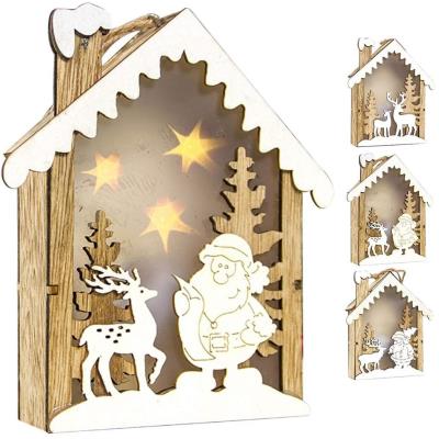 Opakowanie Domek świąteczny drewniany ze światłem MIX