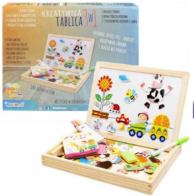 Okładka książki Drewniana układanka - Farma z tablicą magnetyczną