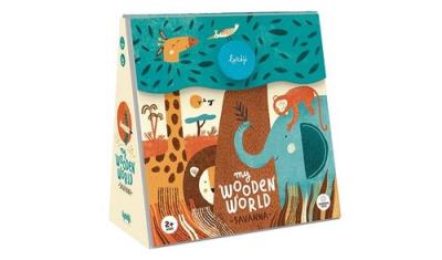 Drewniana układanka Sawanna Mój Drewniany Świat. Wydawca: Toyki. SmakLiter.pl Opakowanie Drewniana układanka Sawanna Mój Drewniany Świat