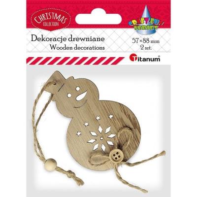 Opakowanie Drewniana zawieszka bałwanek ażurowy 2szt