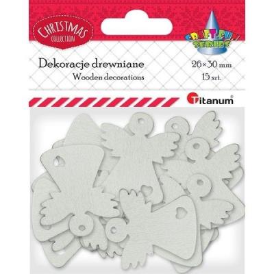 Opakowanie Drewniane anioły ażurowe białe 15szt