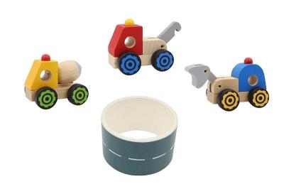 Opakowanie Drewniane auto budowlane z ulicą mix