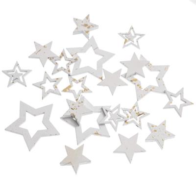 Drewniane gwiazdki białe złocone 20szt. Wydawca: Dalprint. SmakLiter.pl Opakowanie Drewniane gwiazdki białe złocone 20szt