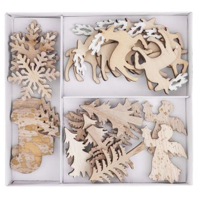 Drewniane motywy świąteczne naturalne 24szt. Wydawca: Dalprint. SmakLiter.pl Opakowanie Drewniane motywy świąteczne naturalne 24szt