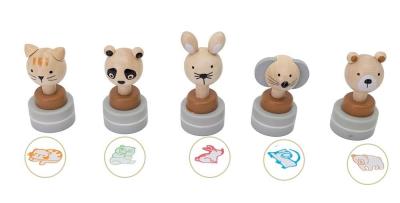 Opakowanie Drewniane pieczątki z tuszem - zwierzęta