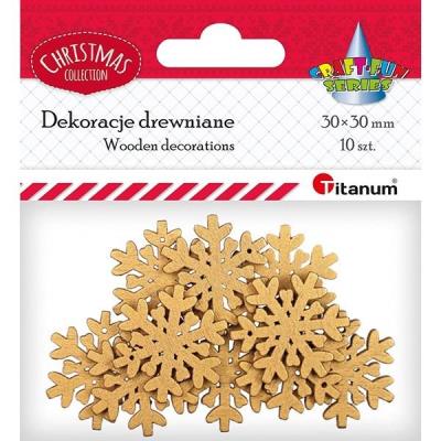 Opakowanie Drewniane płatki śniegu złote 8szt