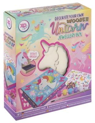 Opakowanie Drewniane pudełko na biżuterię DIY Jednoroże