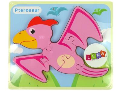 Opakowanie Drewniane puzzle Dinozaur Pterodaktyl różowy