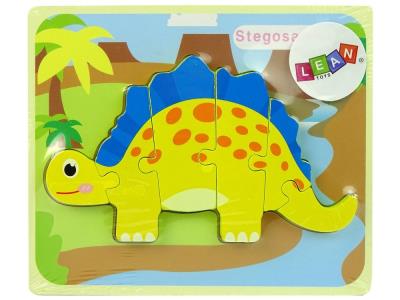 Opakowanie Drewniane puzzle Dinozaur Stegosaurus żółty