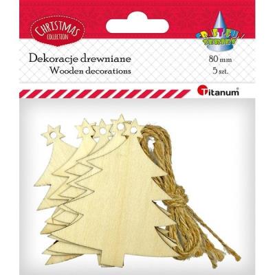 Opakowanie Drewniane zawieszki choinki 5szt