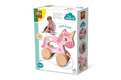 Opakowanie Drewniany jednorożec do pchania 2w1