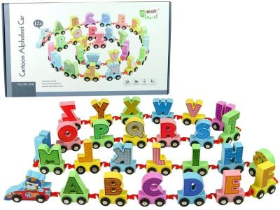 Opakowanie Drewniany pociąg alfabet Literki na kółkach