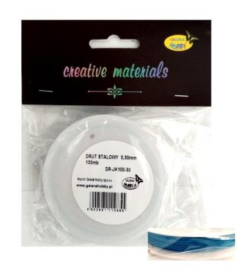 Opakowanie Drut stalowy 0.3mm duża szpula 100mb j.niebieski