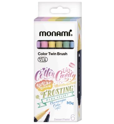 Dwustronne pisaki pędzelkowe 6kol pastel MONAMI. Wydawca: Monami. SmakLiter.pl Opakowanie Dwustronne pisaki pędzelkowe 6kol pastel MONAMI