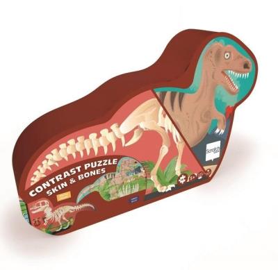 Dwustronne puzzle 100 XL Dinozaury i szkielety. Wydawca: Scratch. SmakLiter.pl Opakowanie Dwustronne puzzle 100 XL Dinozaury i szkielety