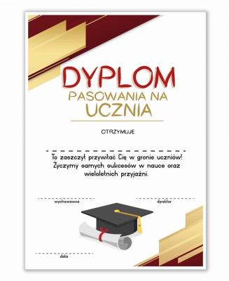 Opakowanie Dyplom A4 pasowania na Ucznia - Biret 20szt