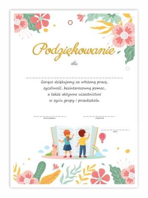 Opakowanie Dyplom A4 podziękowania dla rodziców-Dzieci 10szt