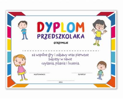 Opakowanie Dyplom A4 przedszkolaka - Dzieci 10szt