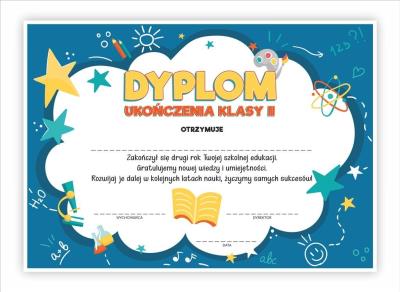 Opakowanie Dyplom A4 ukończenia klasy drugiej-Gwiazdki 30szt