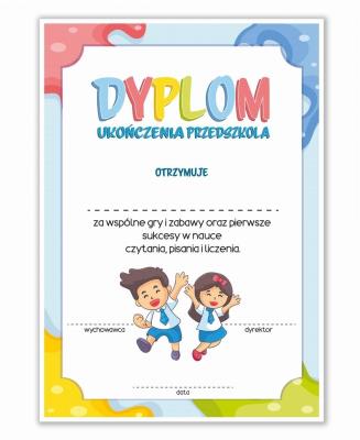 Opakowanie Dyplom A4 ukończenia przedszkola - niebieski 10 szt