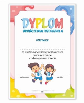 Opakowanie Dyplom A4 ukończenia przedszkola - różowy 10 szt