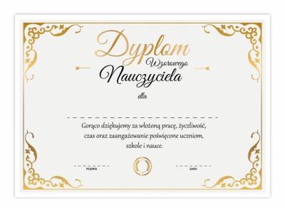 Opakowanie Dyplom A4 wzorowego nauczyciela - złoto 10szt