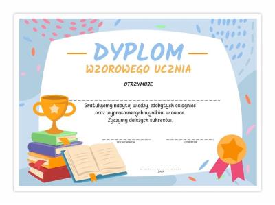 Opakowanie Dyplom A4 wzorowego ucznia - Puchar 30szt