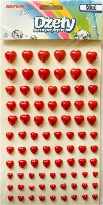 Dżety samoprzylepne czerwone serca 84szt. Wydawca: Brewis. SmakLiter.pl Opakowanie Dżety samoprzylepne czerwone serca 84szt