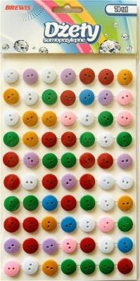 Dżety samoprzylepne guziki 70szt. Wydawca: Brewis. SmakLiter.pl Opakowanie Dżety samoprzylepne guziki 70szt