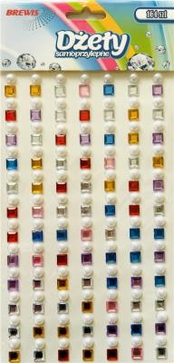 Dżety samoprzylepne kwadraty perły 164szt. Wydawca: Brewis. SmakLiter.pl Opakowanie Dżety samoprzylepne kwadraty perły 164szt