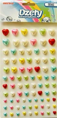 Dżety samoprzylepne serca perłowe 84szt. Wydawca: Brewis. SmakLiter.pl Opakowanie Dżety samoprzylepne serca perłowe 84szt