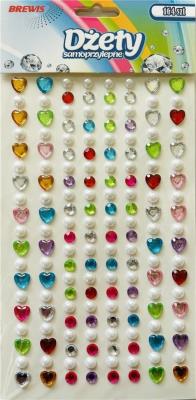 Dżety samoprzylepne serca perły 164szt. Wydawca: Brewis. SmakLiter.pl Opakowanie Dżety samoprzylepne serca perły 164szt