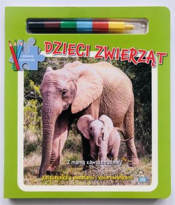Okładka książki Dzieci zwierząt. Książka z puzzlami...