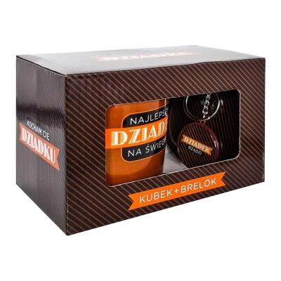 Opakowanie Dzień Dziadka. Kubek z brelkokiem brąz