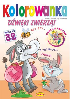Dźwięki zwierząt. Kolorowanka. Autor: Ernest Błędowski, Ernest Błędowski Włodzimierz Kruszewski. SmakLiter.pl Okładka książki Dźwięki zwierząt. Kolorowanka