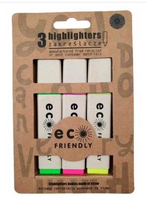 Ekologiczne zakreślacze korpus ze słomy 3 kolory. Wydawca: Ziemia Obiecana. SmakLiter.pl Opakowanie Ekologiczne zakreślacze korpus ze słomy 3 kolory