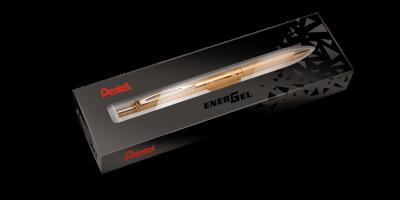 Opakowanie Eleganckie pióro kulkowe Energel 0,7 mm BL407 w etui złote