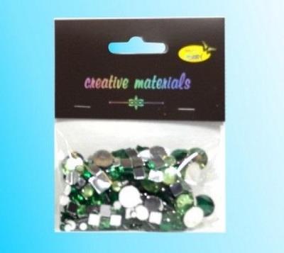Opakowanie Elementy kryształkowe tonacja zielona 4-12mm 25g