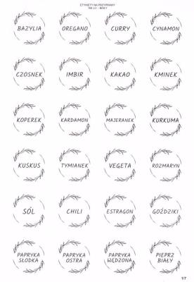 Opakowanie Etykiety na przyprawy białe 40mm 168szt