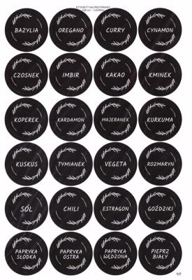 Opakowanie Etykiety na przyprawy czarne 40mm 168szt