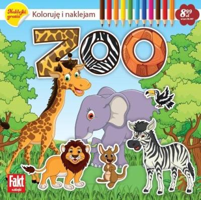 Fakt naklejki. ZOO. Koloruję i naklejam. Autor:   Praca zbiorowa. SmakLiter.pl Okładka książki Fakt naklejki. ZOO. Koloruję i naklejam