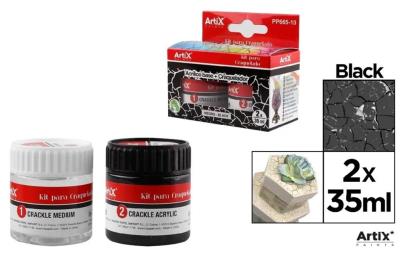 Opakowanie Farba akrylowa czarna + środek do spękań 2x35ml