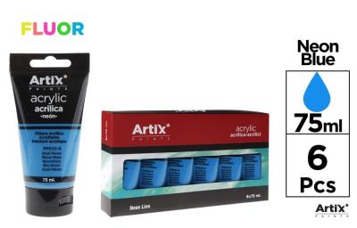 Opakowanie Farba akrylowa fluo niebieska 75ml (6szt)