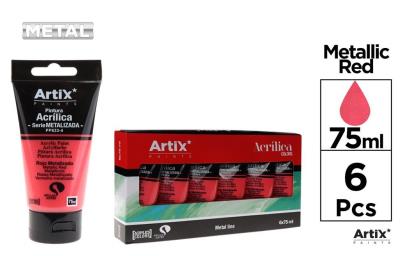 Opakowanie Farba akrylowa metaliczna czerwona 75ml (6szt)