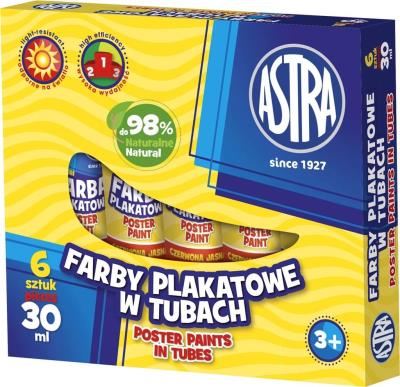 Opakowanie Farba plakatowa tuba 30ml czerwona (6szt) ASTR
